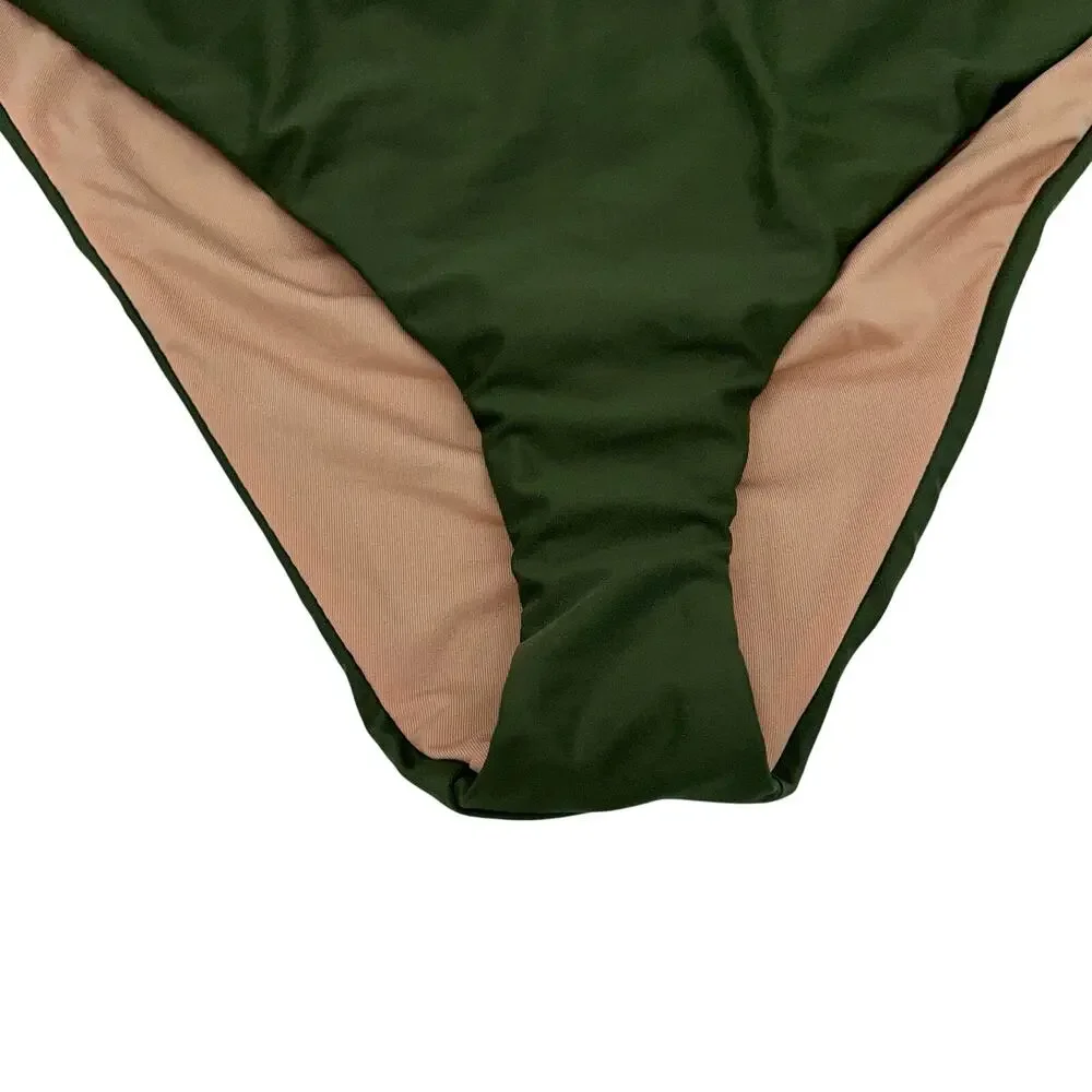 New J. Crew Green Curved Waist Cheeky Bikini Swim Bathing Suit Bottom Size 2X